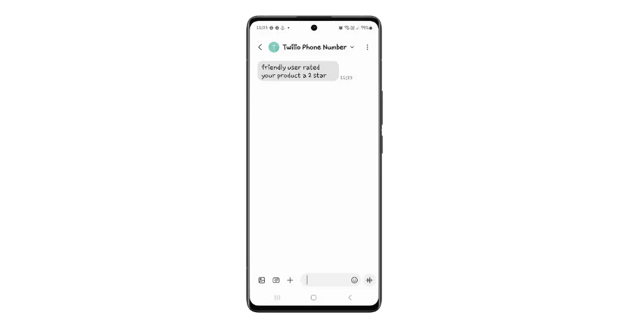 Smartphone screen showing a WhatsApp message Smartphone screen showing a WhatsApp message