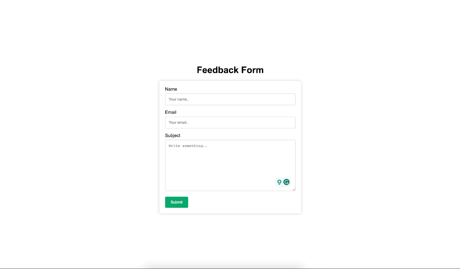 Feedback form Feedback form