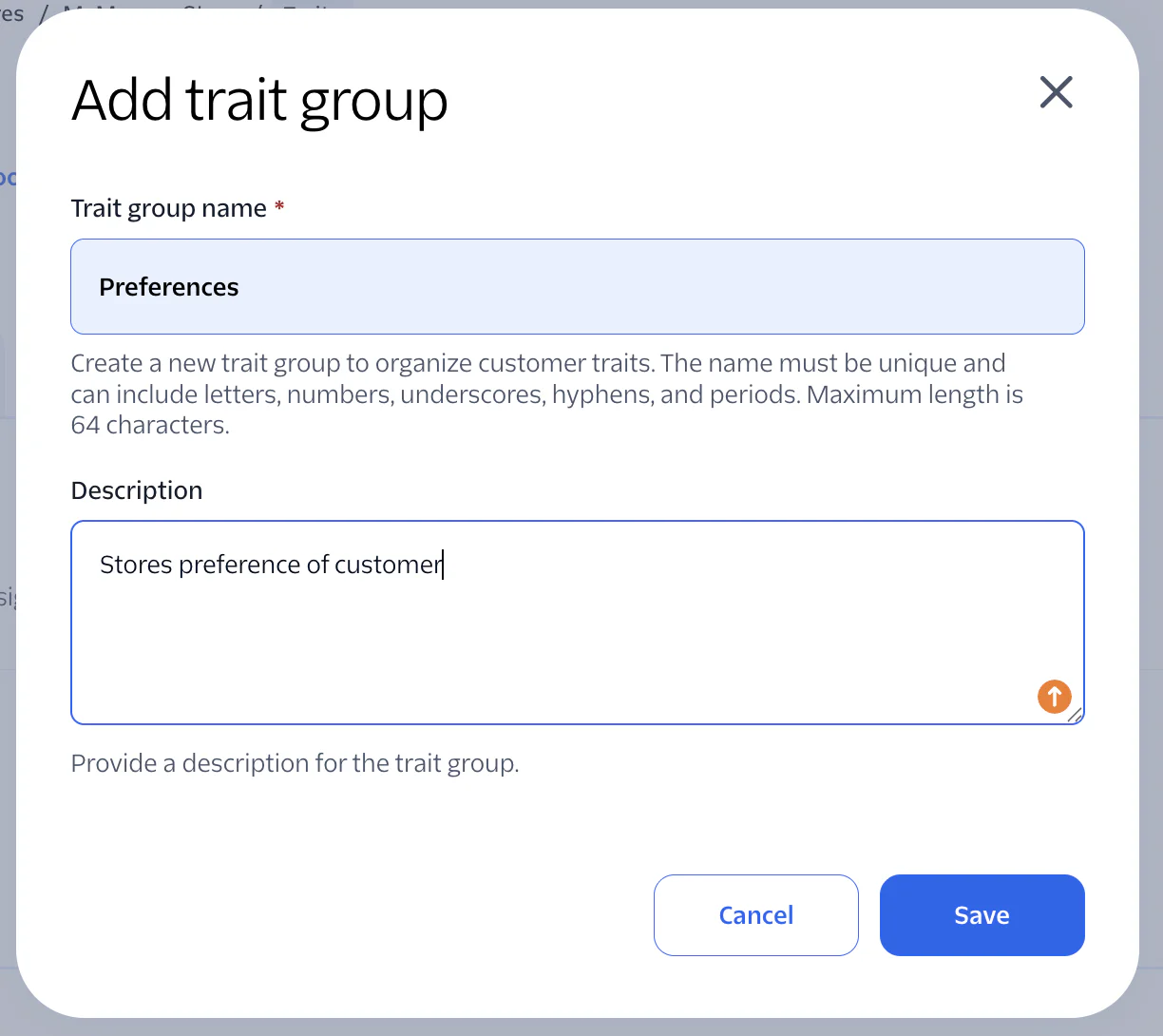 New Preferences trait group listed alongside Contacts traits.