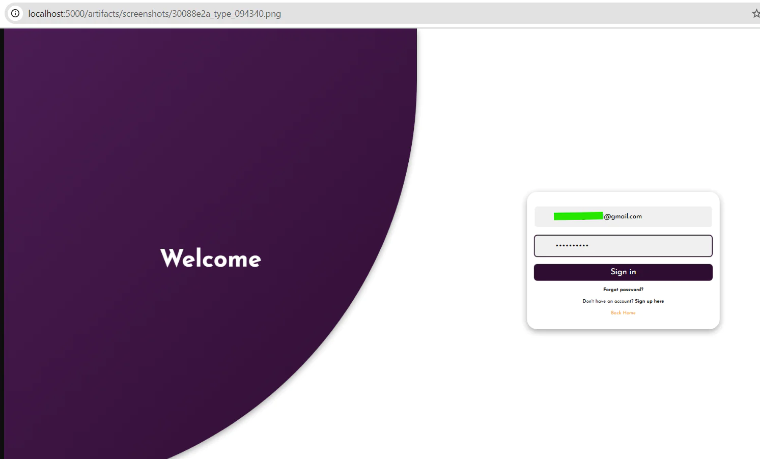 Login page with welcome message on left and login form on right
