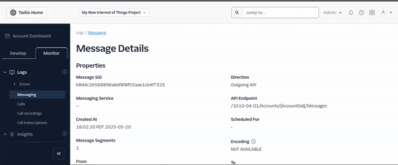 Visualizing the MMS sent on the Twilio console