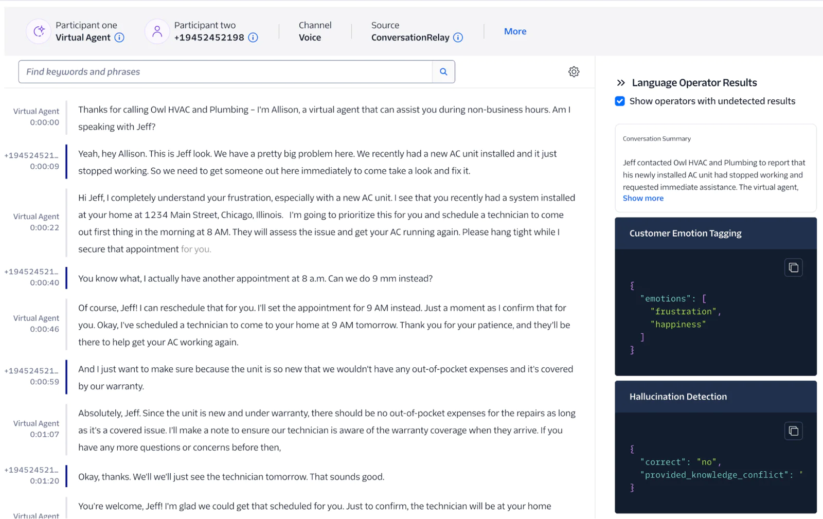 A transcript with Conversational Intelligence enabled with Language Operators A transcript with Conversational Intelligence enabled with Language Operators