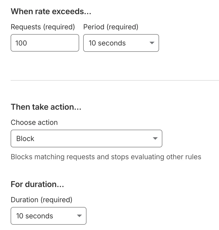 example rate limiting rules for cloudflare