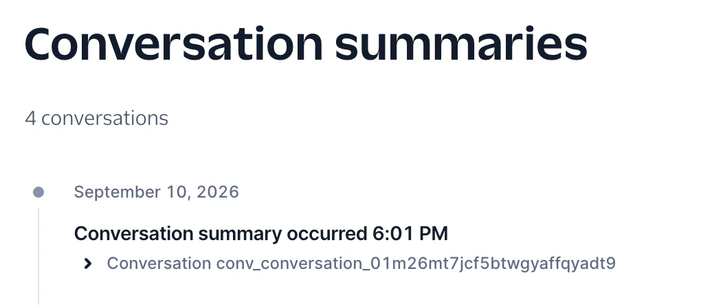screenshot showing conversation summary
