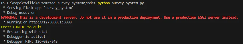 screenshot of the flask server running the python app screenshot of the flask server running the python app
