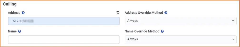 A screenshot of a phone number entered into the Calling settings in Genesys Cloud. A screenshot of a phone number entered into the Calling settings in Genesys Cloud.