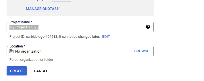 Create new project on GCP Create new project on GCP