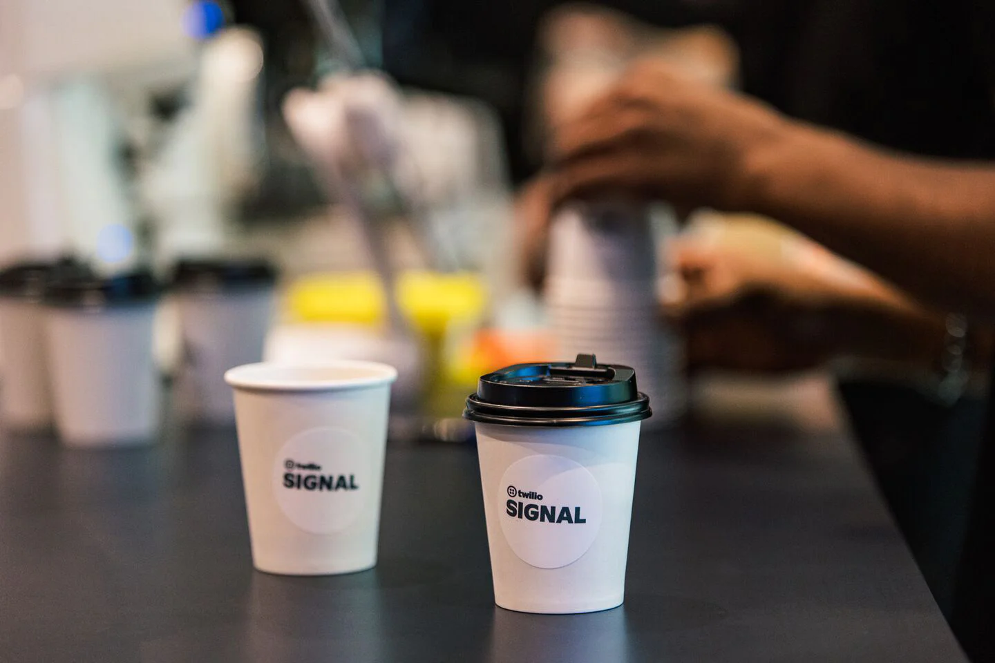 Barista Preparing Coffee Cups at a Conference Event Barista Preparing Coffee Cups at a Conference Event