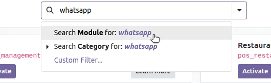 Cursor hovering over Search Module for