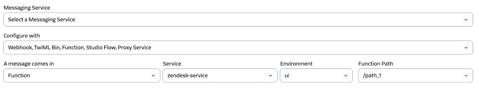 Twilio console showing messaging service