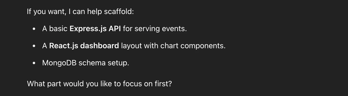 Text listing components for scaffolding