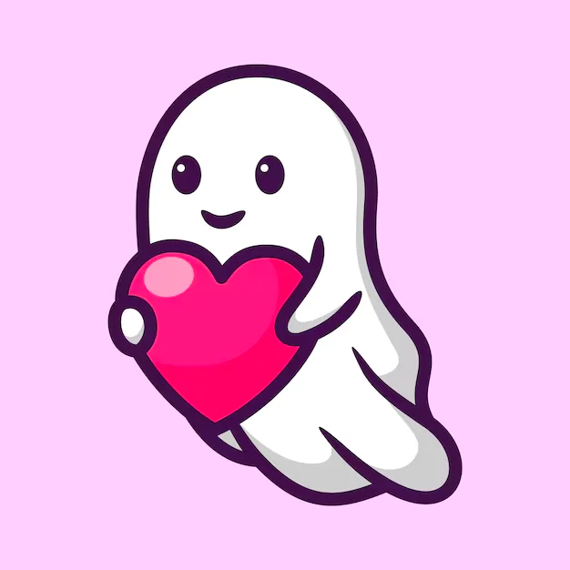 Picture of a ghost with a heart Picture of a ghost with a heart