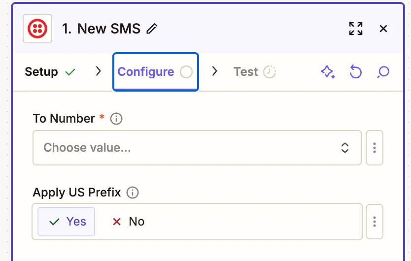 configuring what number to use with SMS