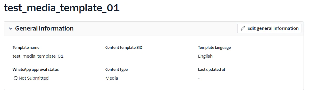 Screenshot of General Information for Media Template Screenshot showing general information of a media template titled test_media_template_01 in English.