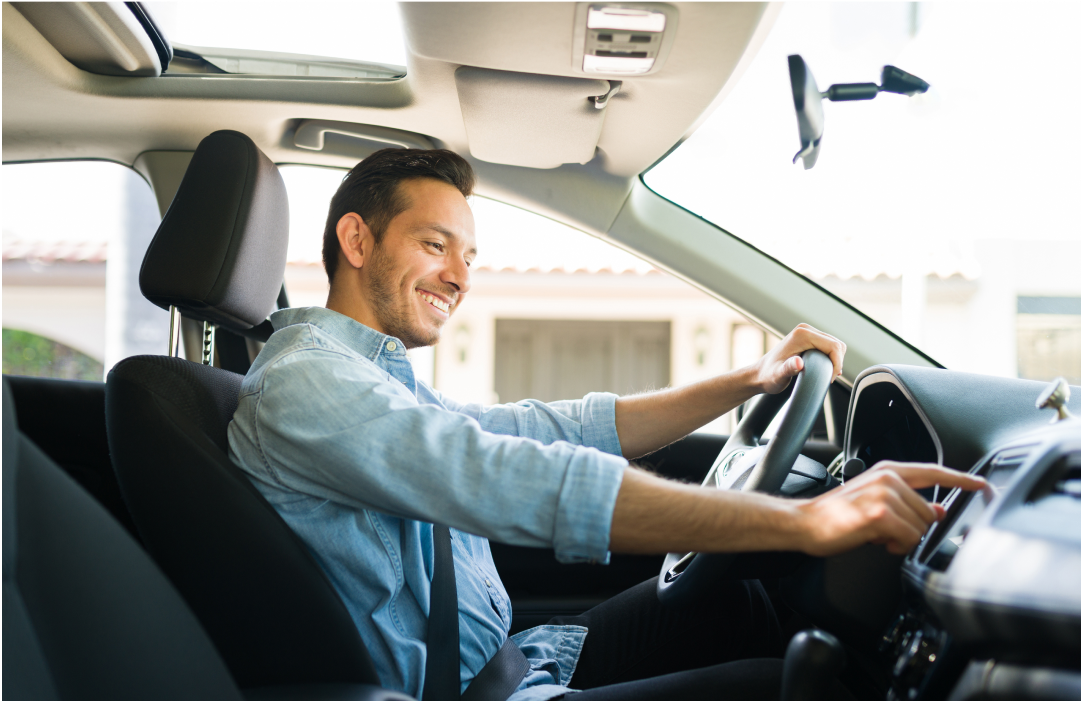 Man driving a car