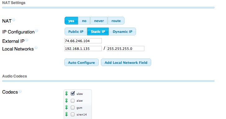 Configuring Asterisk SIP Settings