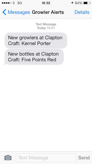 Two messages alerting me about two new beers from the test.