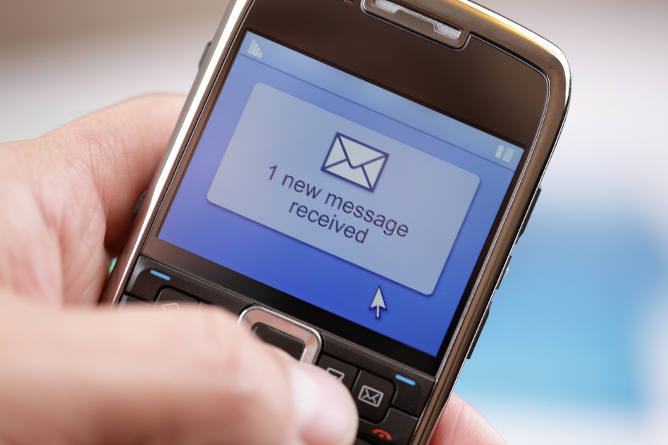 Mobile phone text message or e-mail Mobile phone text message or e-mail