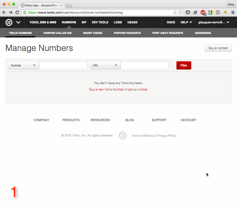Buying a Twilio Number