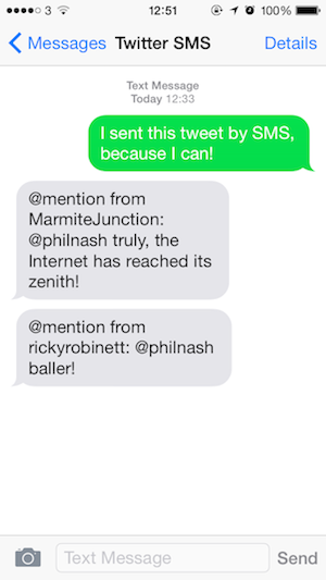 Sending and receiving SMS Tweets