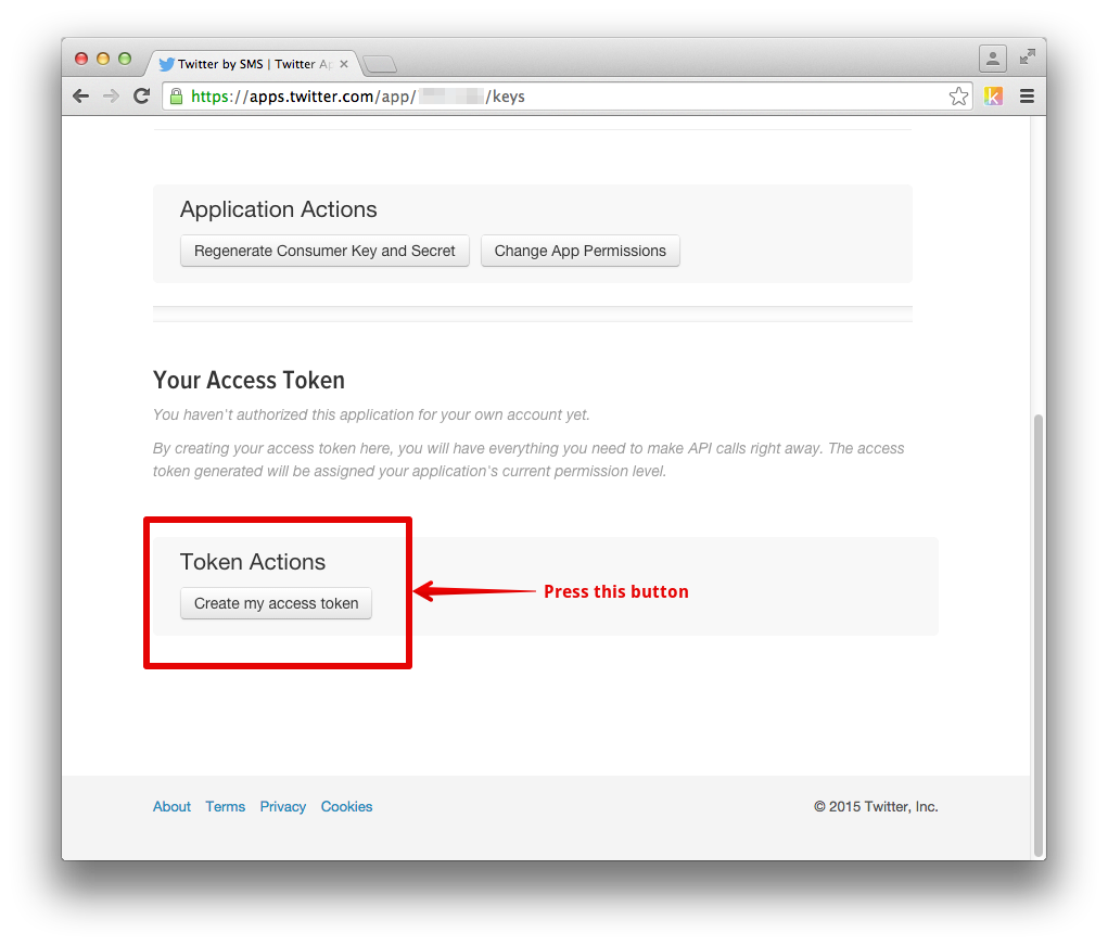 Press the "Create my access token" button
