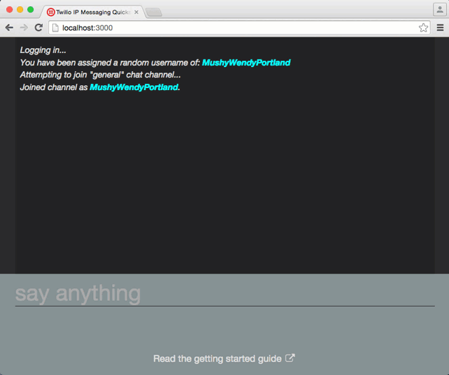 Once the bot has logged into the chat room, sending it the messsage 'ping' will result in a 'PONG' back