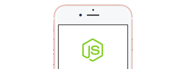 Imagem de celular com a logomarca do Node.js
