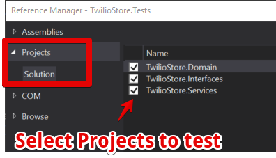 Visual Studio - Add References to Test Project