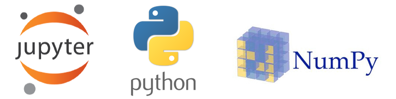 Jupyter, Python and NumPy logos