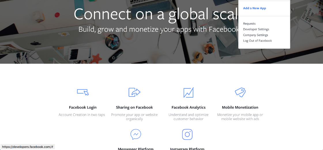 création d&#x27;une nouvelle app dans facebook developers