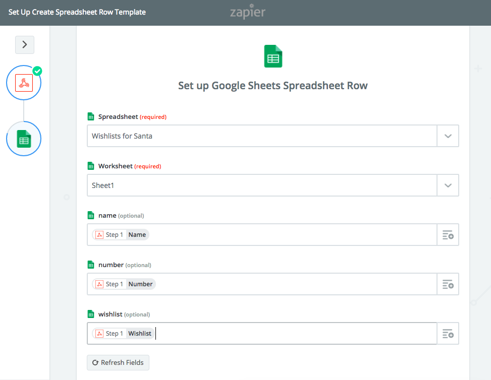 google spreadsheet row setup with twilio studio