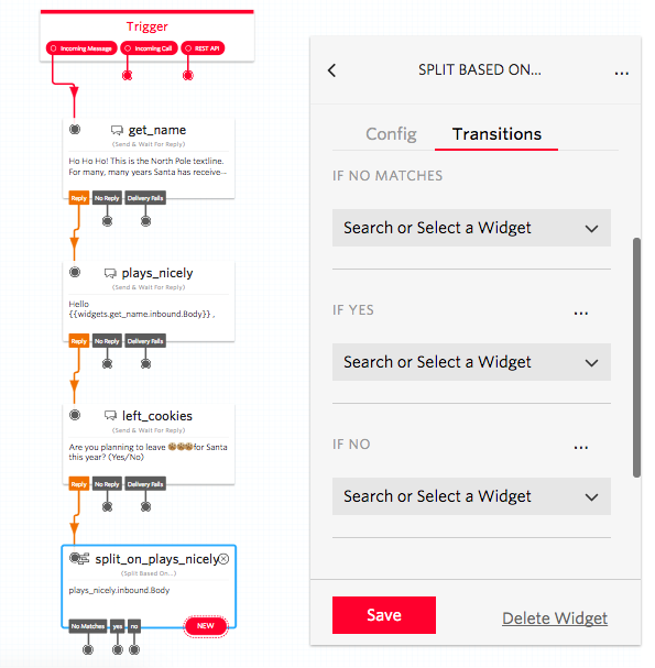 split widget added in twilio studio