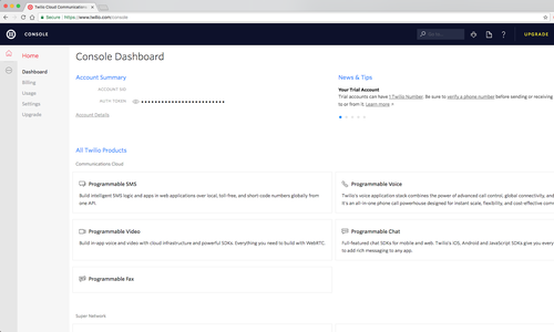 Visão geral do console da Twilio