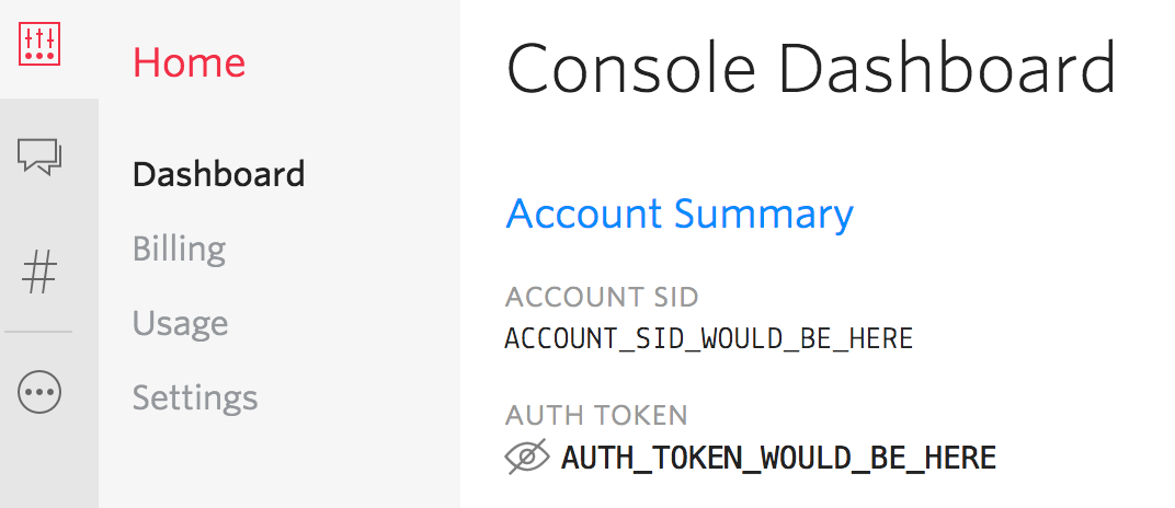 Twilio Account SID and Auth Token