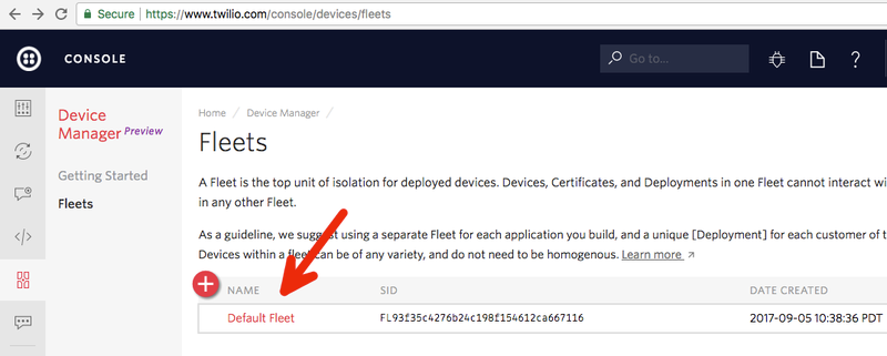 Default Fleet for Twilio Sync for IoT