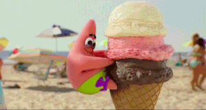 Patrick Étoile, de Bob l&#x27;Éponge, dégustant un cornet de glace.