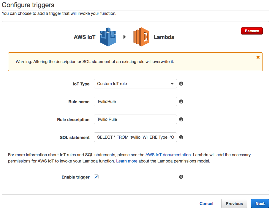 Integrating Amazon Lambda and AWS IoT