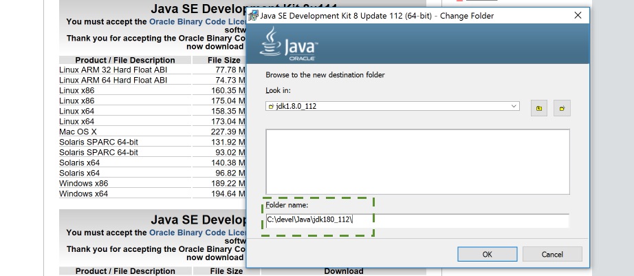 Change JDK installation directory.