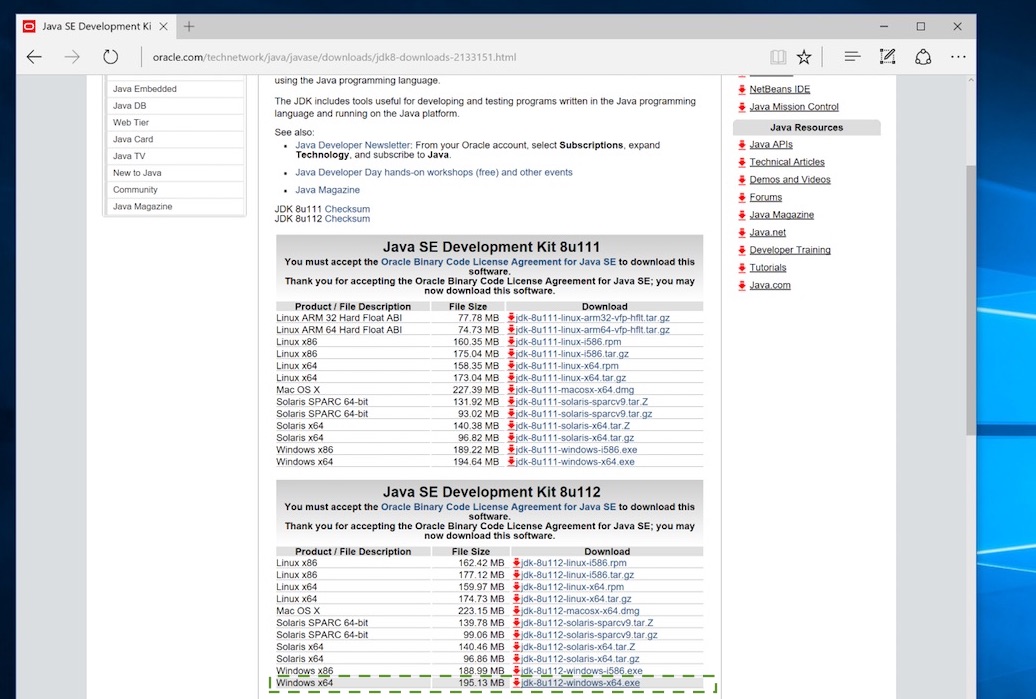 Java 8 JDK download page.