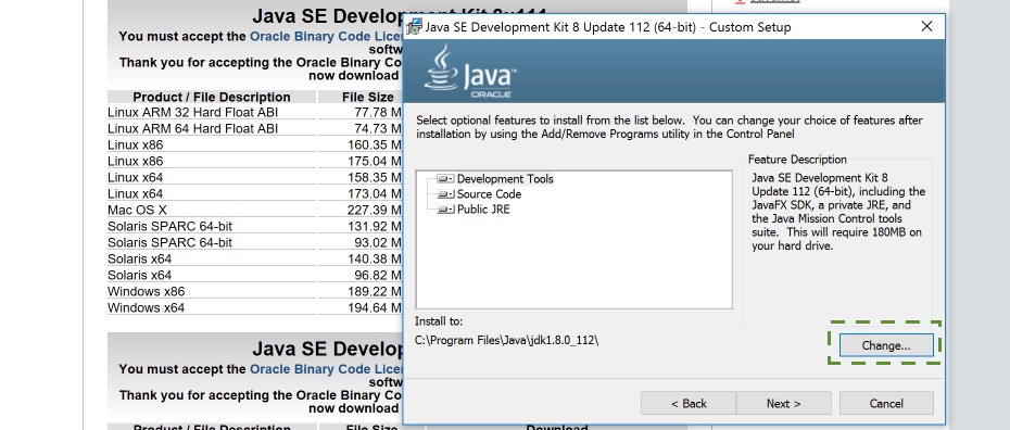 Change JDK installation directory.