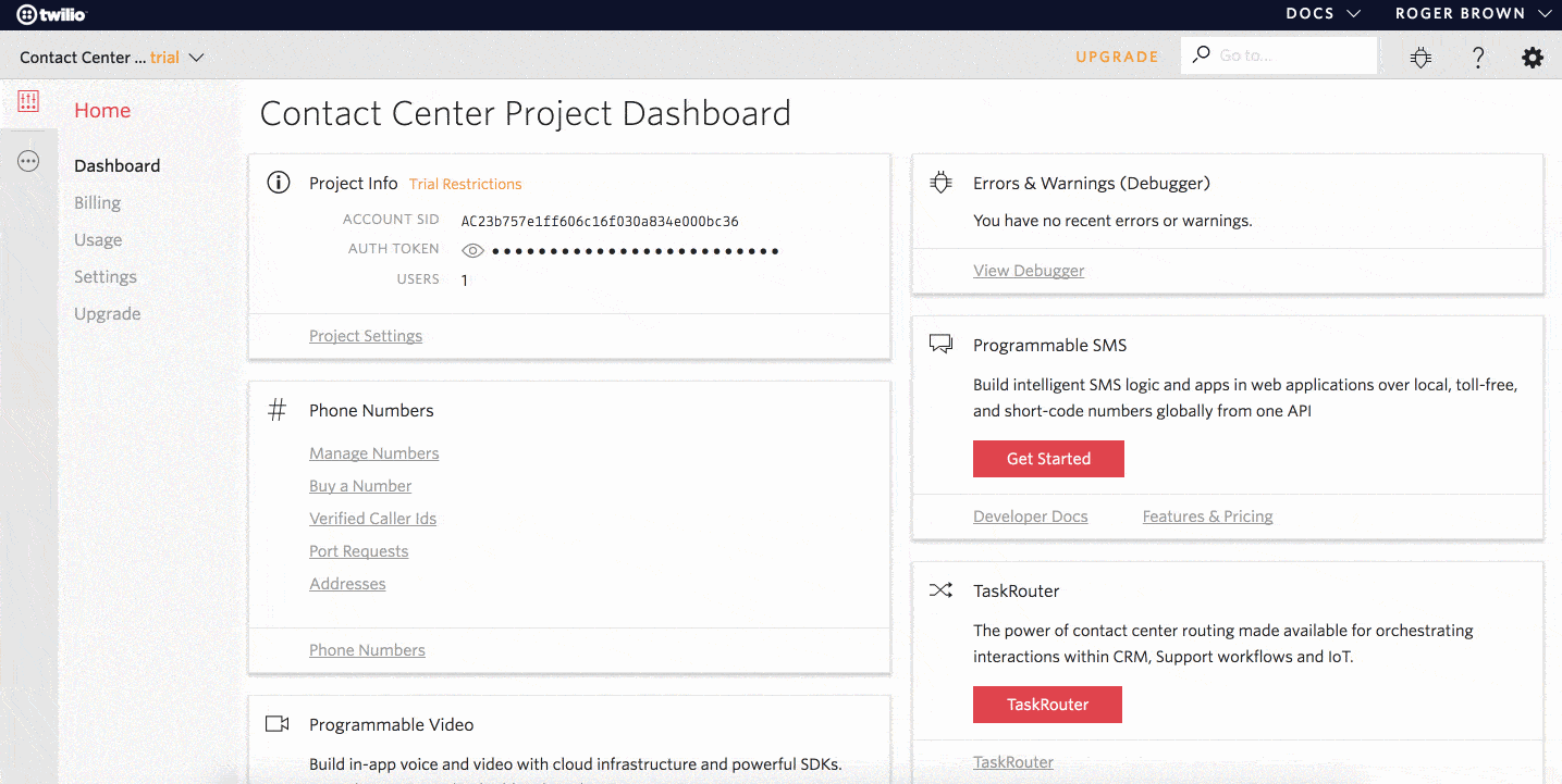 New Twilio Console organized by Projects