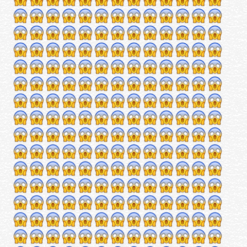 GIF of a series of 😱 emojis flying from bottom to top