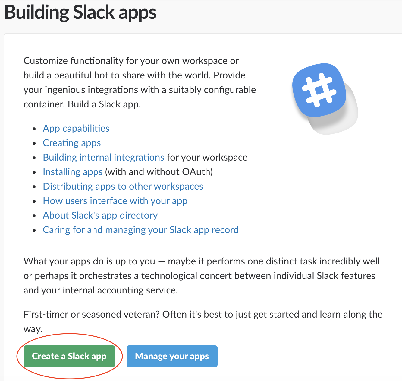 Create a Slack App button