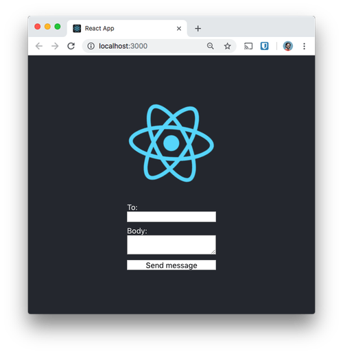 Tela inicial do app React