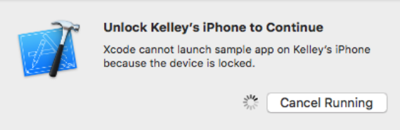 Tela com aviso para desbloquear o iPhone para continuar