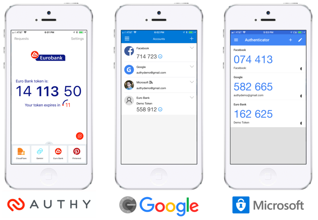 Authy, Microsoft, Google authenticators compared