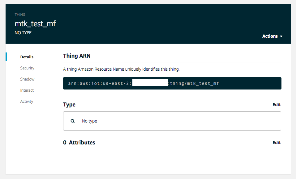 Add a Thing to AWS IoT