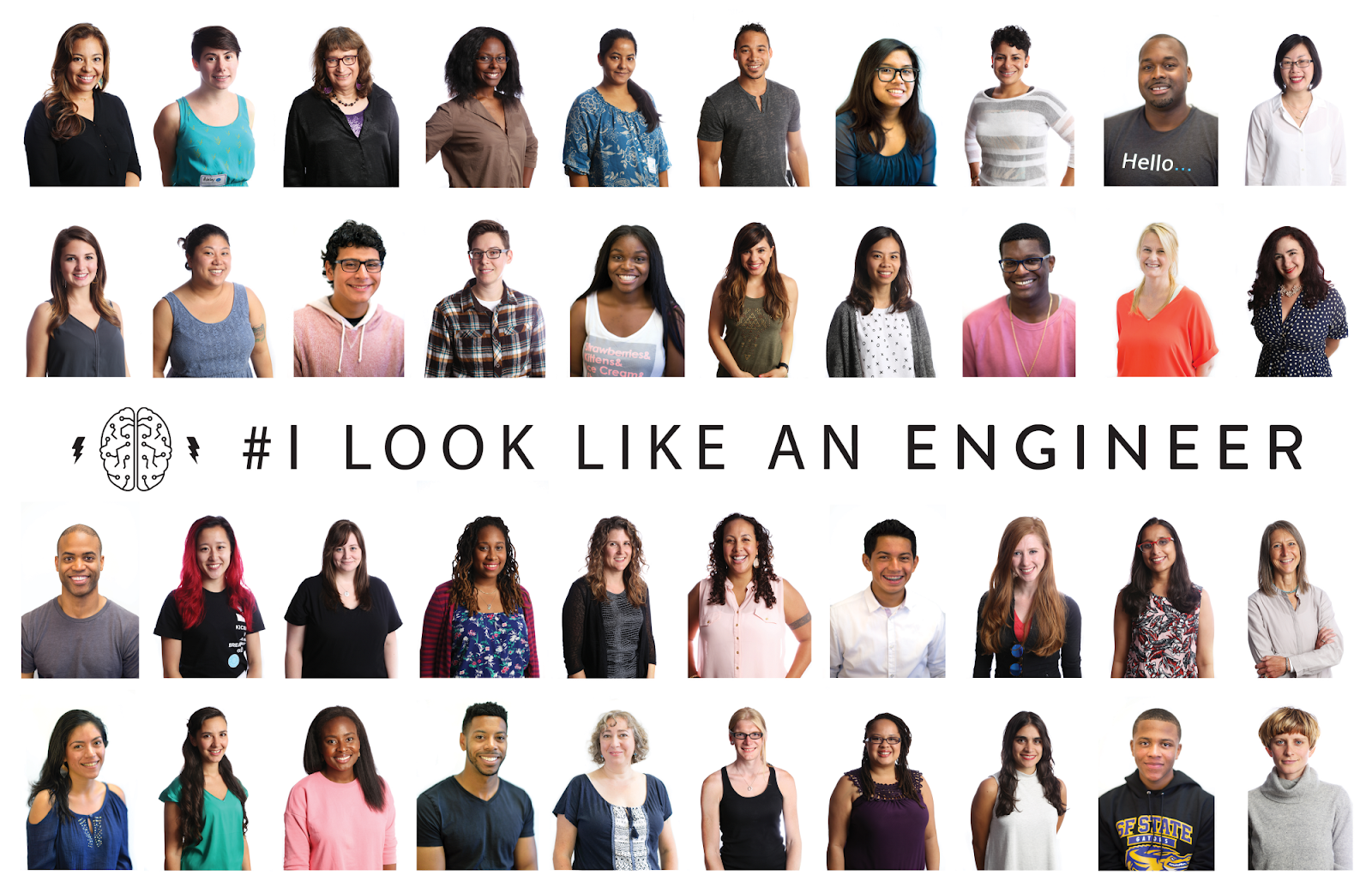 #ILookLikeAnEngineer poster showing underrepresented engineers