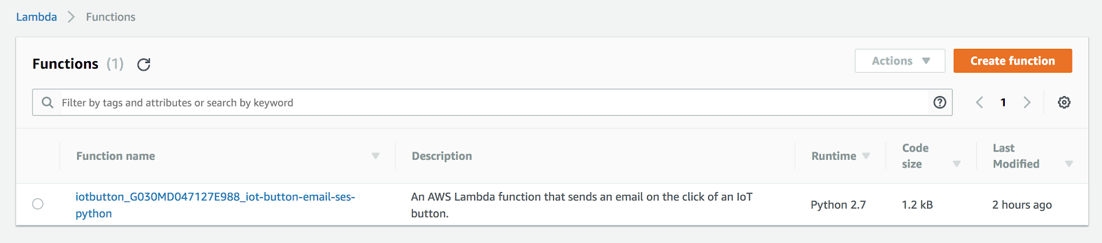 Search for a created Lambda function