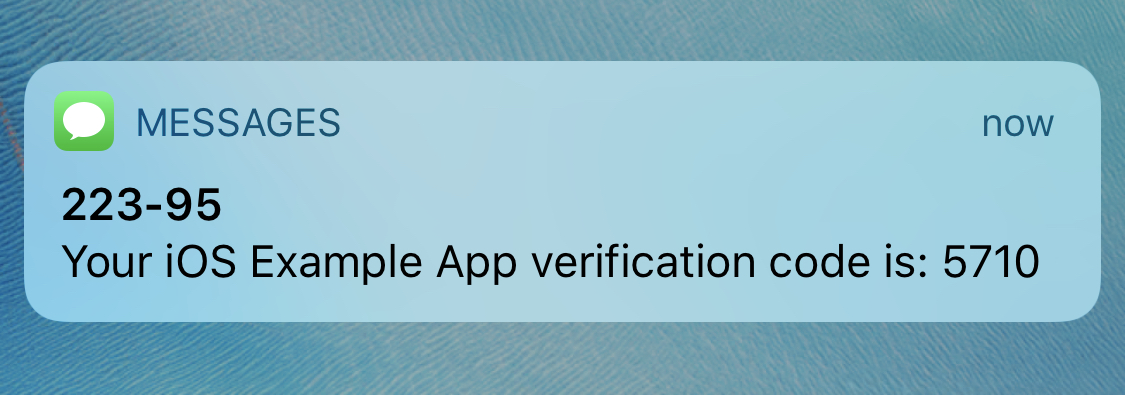 iOS phone verification message